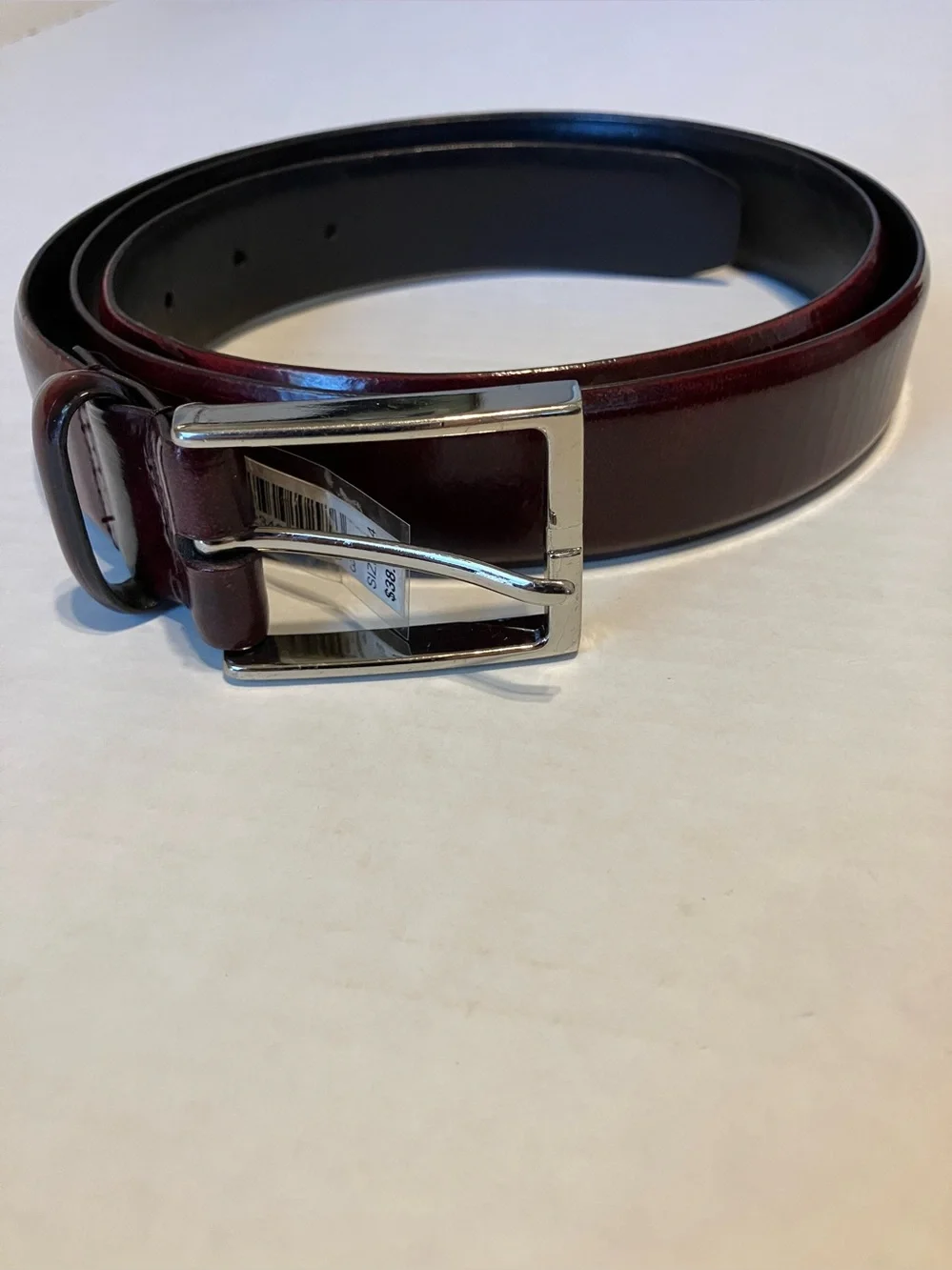 Daniel Cremieux  Leather Belt in Dark Burgundy with Silver Buckle 44 Italy made
